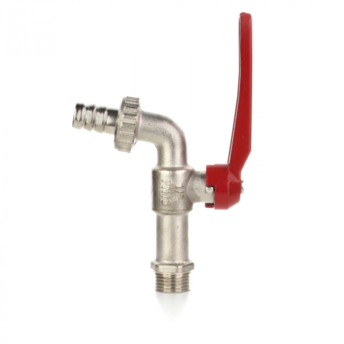 Кран шаровой угловой со штуцером 1/2" Н, ручка рычаг