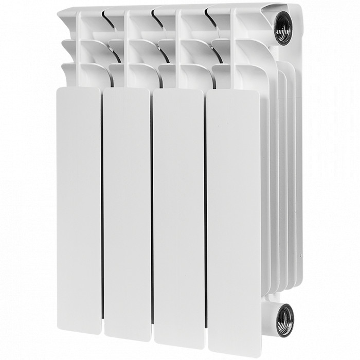 Биметаллический радиатор STOUT TITAN 350, 4 секций, боковое подключение, белый