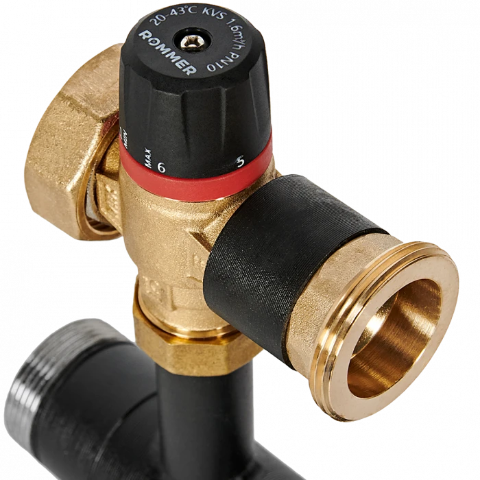 Насосная группа ROMMER с термостатическим смесительным клапаном (20-40°С) 1  без насоса RDG-0002-012501