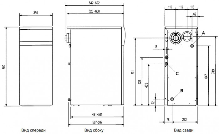 Напольный газовый котел Baxi SLIM 1.300 FiN, турбированный, одноконтурный