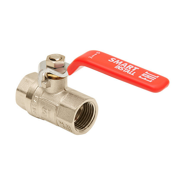 Кран шаровой латунный Smart Install ВР/ВР 1/2" рычаг красный