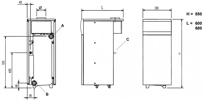 Напольный газовый котел Baxi SLIM 1.230 iN, атмосферный, одноконтурный