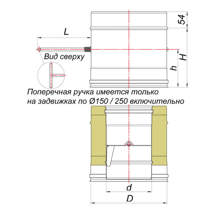 Задвижка поворотная D130/230, AISI 321/304 (Вулкан)
