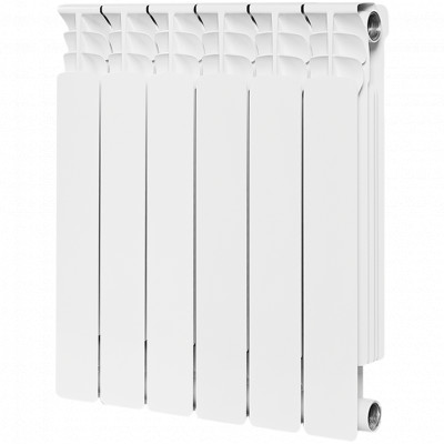 Биметаллический радиатор STOUT Space 500, 6 секций, боковое подключение, белый