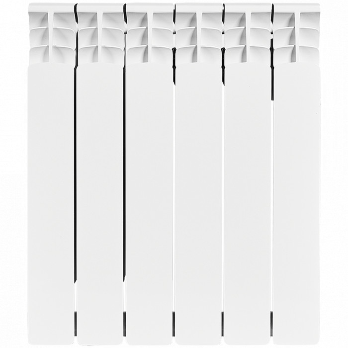 Биметаллический радиатор STOUT Space 500, 6 секций, боковое подключение, белый