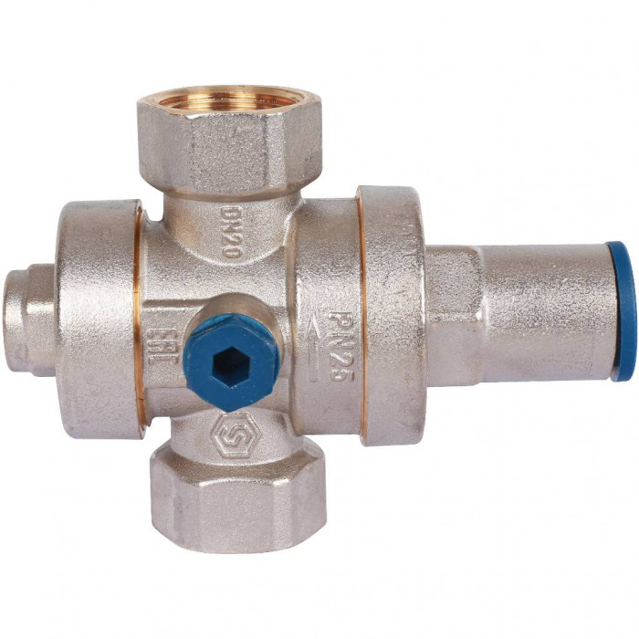 STOUT Редуктор давления PN25 вн/вн 3/4" с выходом под манометр