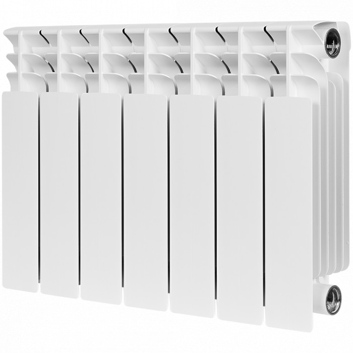 Биметаллический радиатор STOUT TITAN 350, 7 секций, боковое подключение, белый