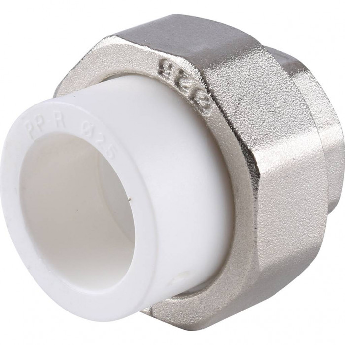 Муфта разъемная Kalde с внутренней резьбой 25x3/4 для полипропиленовых труб под сварку (цвет белый)
