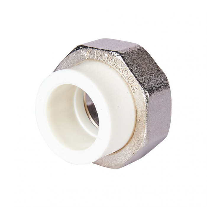Pro Aqua PA20014S Pro Aqua d=25-3/4 PP-R Муфта комбинированная разъемная (американка) УСИЛЕННАЯ ВР Белая