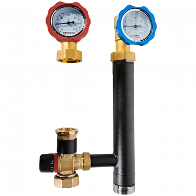 Насосная группа ROMMER с термостатическим смесительным клапаном (35-60°С) 1  без насоса RDG-0002-012503