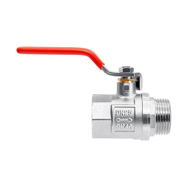 Кран шаровой латунный Smart Install ВР/НР 1" рычаг красный
