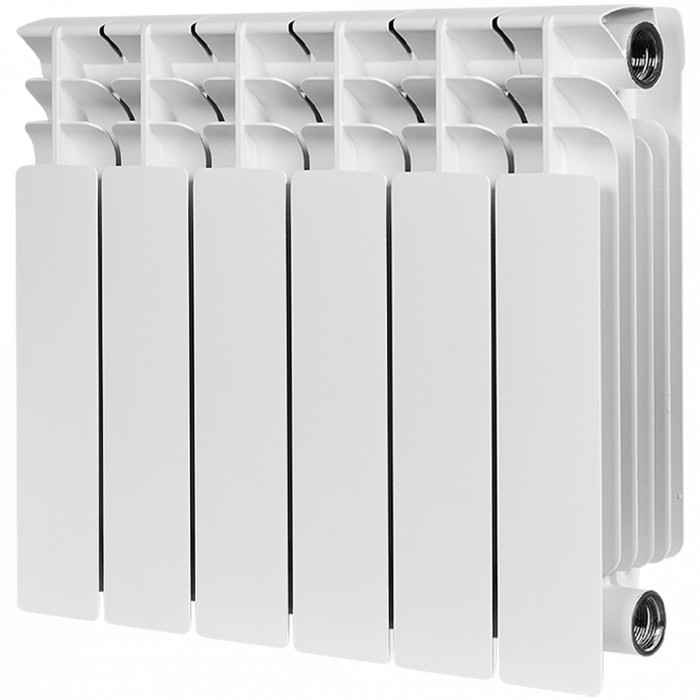 Биметаллический радиатор STOUT TITAN 350, 6 секций, боковое подключение, белый