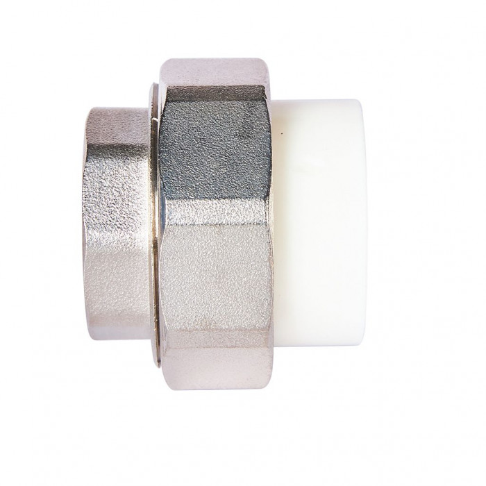 Pro Aqua PA20018S Pro Aqua d=32-1 PP-R Муфта комбинированная разъемная (американка) УСИЛЕННАЯ ВР Белая