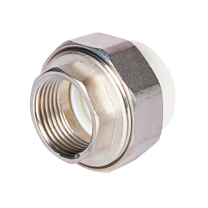 Pro Aqua PA20018S Pro Aqua d=32-1 PP-R Муфта комбинированная разъемная (американка) УСИЛЕННАЯ ВР Белая