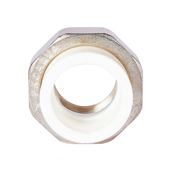 Pro Aqua PA20018S Pro Aqua d=32-1 PP-R Муфта комбинированная разъемная (американка) УСИЛЕННАЯ ВР Белая