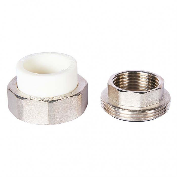 Pro Aqua PA20018S Pro Aqua d=32-1 PP-R Муфта комбинированная разъемная (американка) УСИЛЕННАЯ ВР Белая