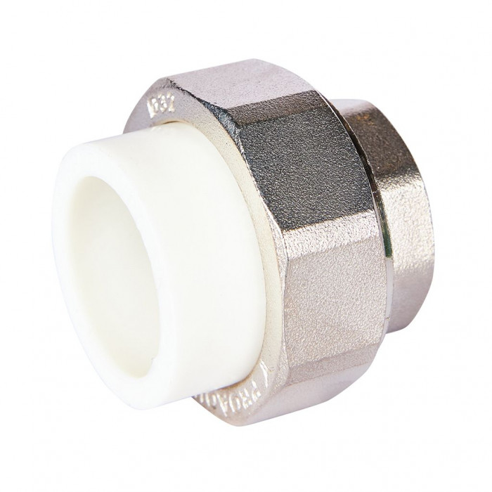 Pro Aqua PA20018S Pro Aqua d=32-1 PP-R Муфта комбинированная разъемная (американка) УСИЛЕННАЯ ВР Белая