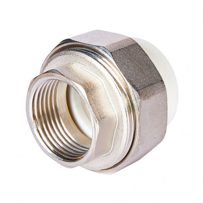 Pro Aqua PA20018S Pro Aqua d=32-1 PP-R Муфта комбинированная разъемная (американка) УСИЛЕННАЯ ВР Белая