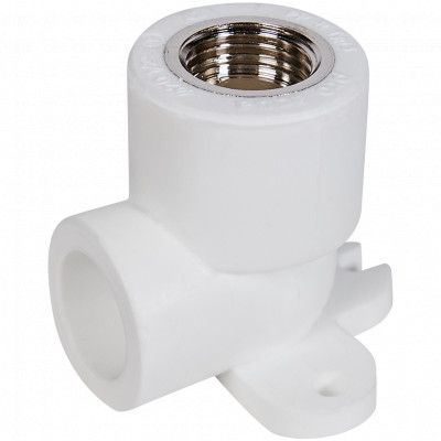 Pro Aqua PA28008P Pro Aqua d=20-1/2 PP-R Угольник с креплением комбинированный ВР Белый