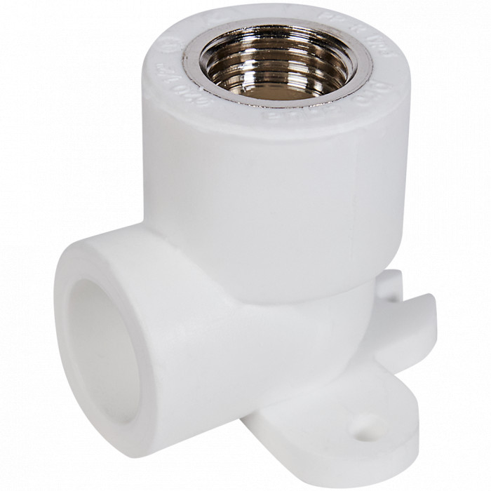Pro Aqua PA28008P Pro Aqua d=20-1/2 PP-R Угольник с креплением комбинированный ВР Белый