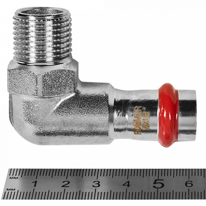 ROMMER RSS-0010-001512 ROMMER Угольник-переходник-НР, 15х1/2, из нержавеющей стали прессовой