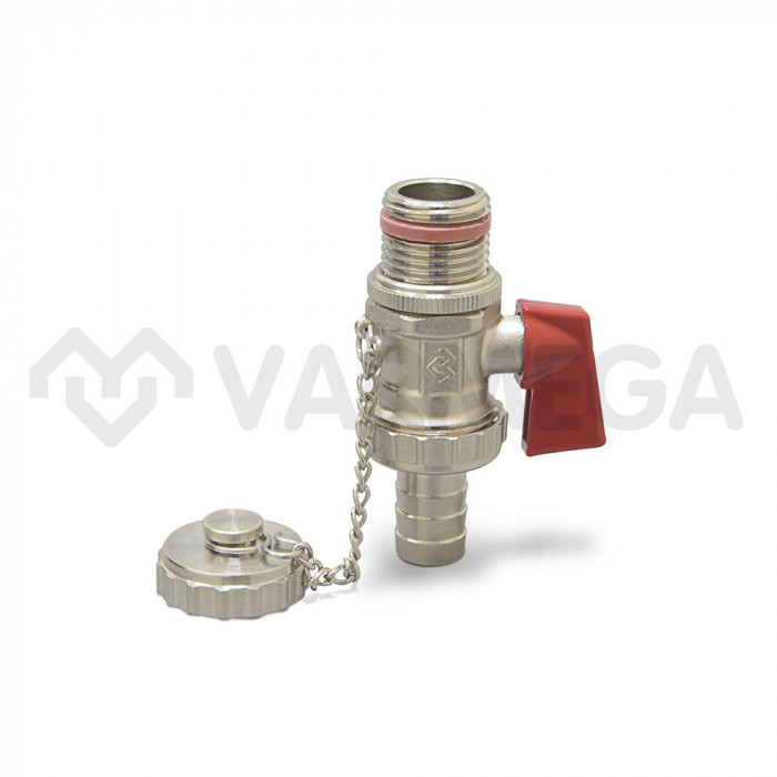 Кран шаровый дренажный со штуцером и заглушкой Varmega Classico VM03301 1/2", НР-штуцер, ручка-флажок