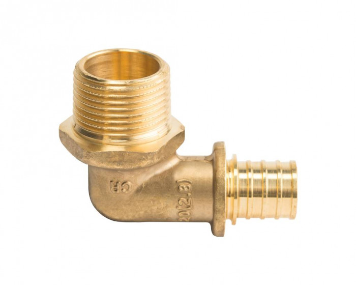 STOUT Угольник-переходник с наружной резьбой 25xR 3/4 для труб из сшитого полиэтилена аксиальный