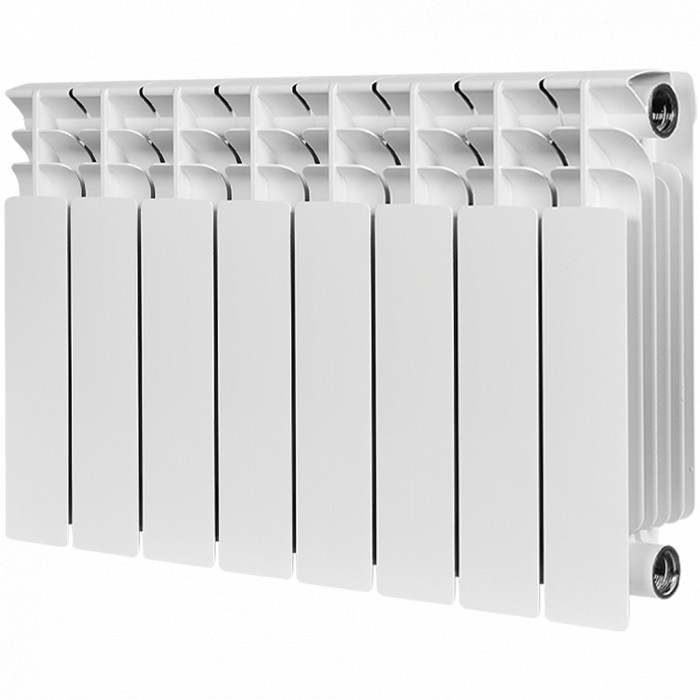 Биметаллический радиатор STOUT TITAN 350, 8 секций, боковое подключение, белый