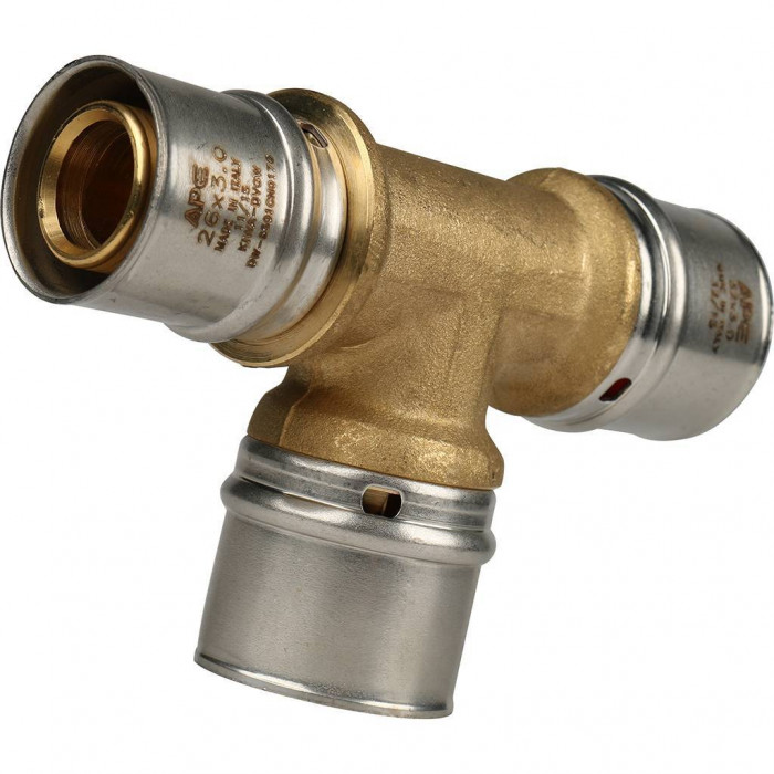 Тройник переходной STOUT 32x32x26 для металлопластиковых труб прессовой