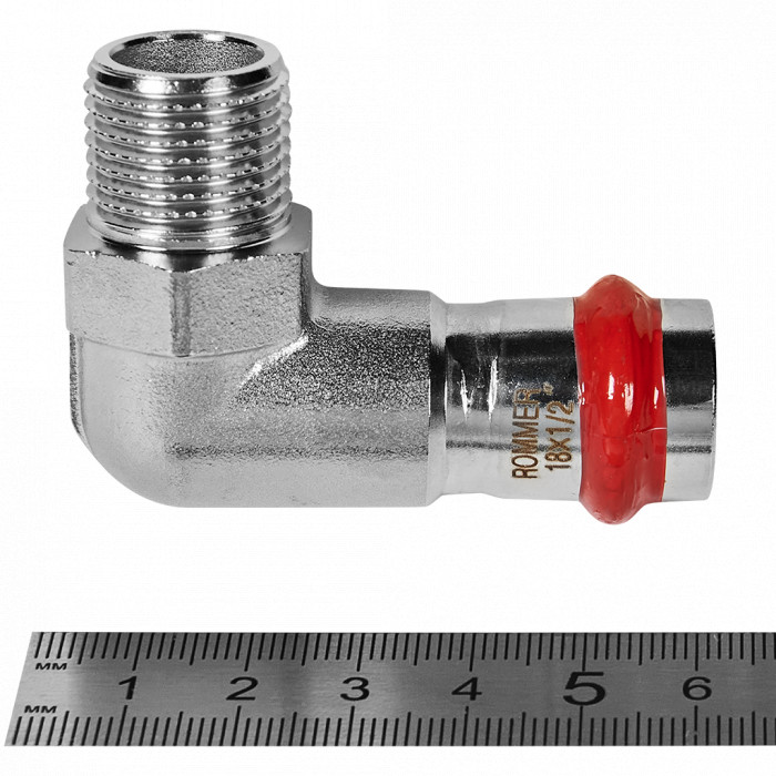 ROMMER RSS-0010-001812 ROMMER Угольник-переходник-НР, 18х1/2, из нержавеющей стали прессовой