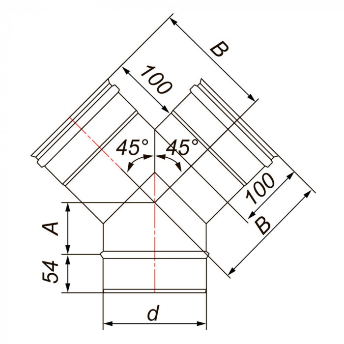 Y-образный тройник D180, AISI 321 (Вулкан)