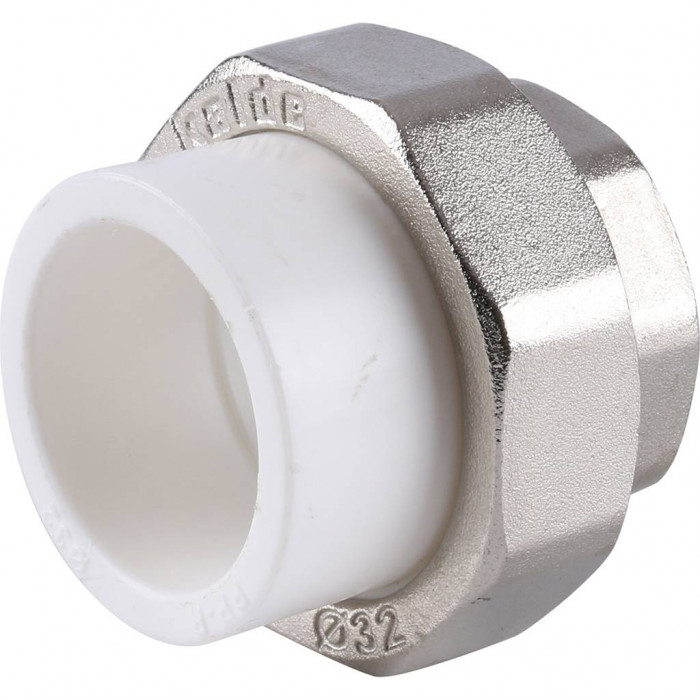 Муфта разъемная Kalde с внутренней резьбой 32x1 для полипропиленовых труб под сварку (цвет белый)