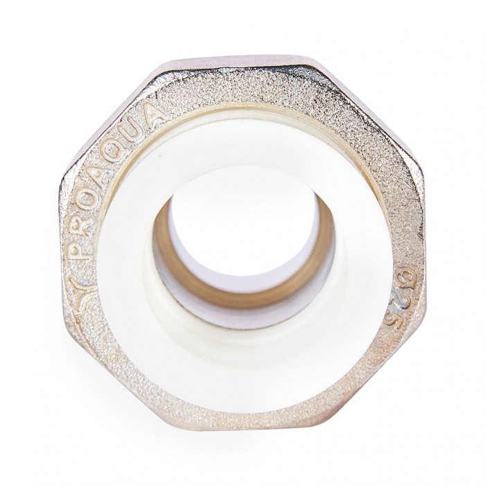 Pro Aqua PA21014S Pro Aqua d=25-3/4 PP-R Муфта комбинированная разъемная (американка) УСИЛЕННАЯ НР Белая