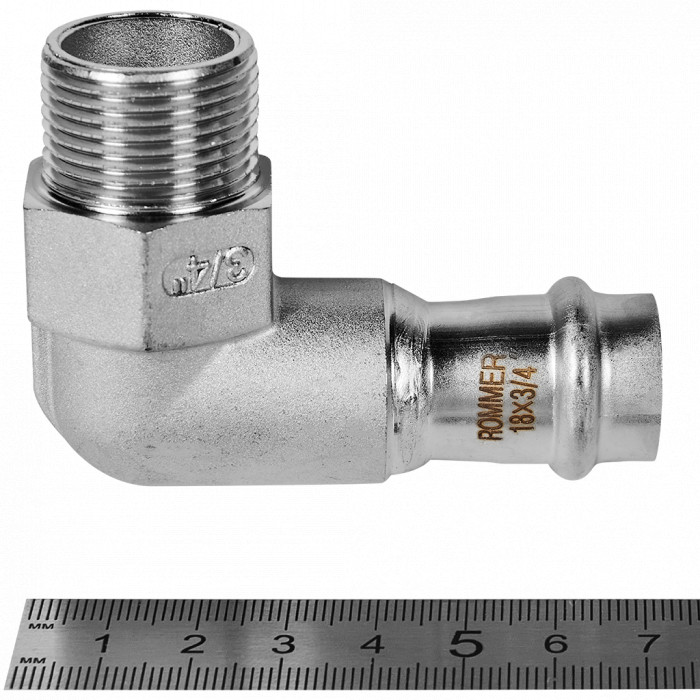 ROMMER RSS-0010-001834 ROMMER Угольник-переходник-НР, 18х3/4, из нержавеющей стали прессовой