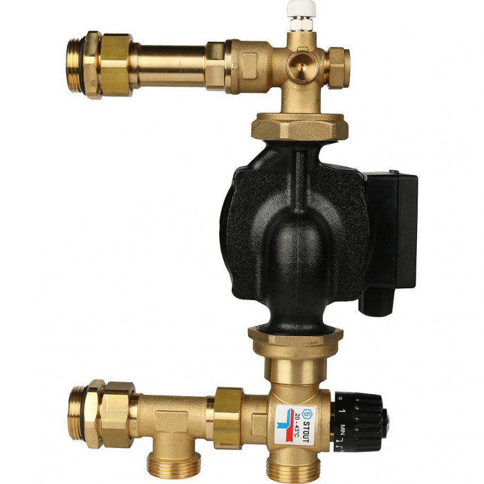 STOUT Насосно-смесительный узел с термостатическим клапаном 20-43°C, с насосом
