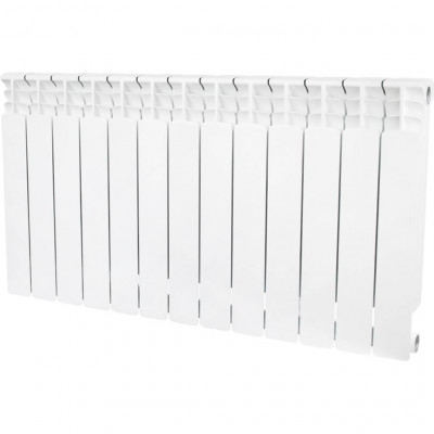 Биметаллический радиатор STOUT Space 500, 13 секций, боковое подключение, белый