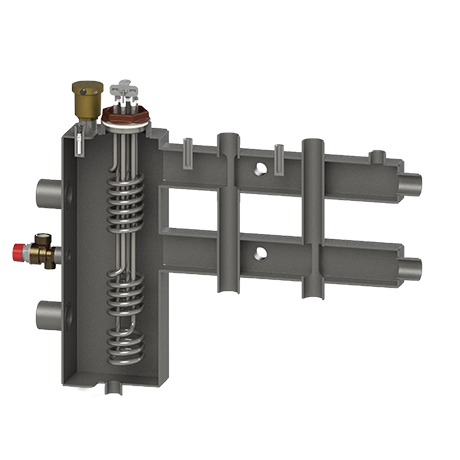 Гидроразделитель Zota с коллектором горизонтальный, 3 контура, до 70 кВт c заглушкой под ТЭНБ