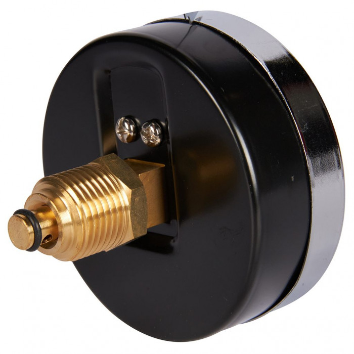RIM-0005-800615 Термоманометр ROMMER аксиальный в комплекте с автоматическим запорным клапаном. Корпус Dn 80 мм 1/2 , 0...120°C, 0-6 бар.