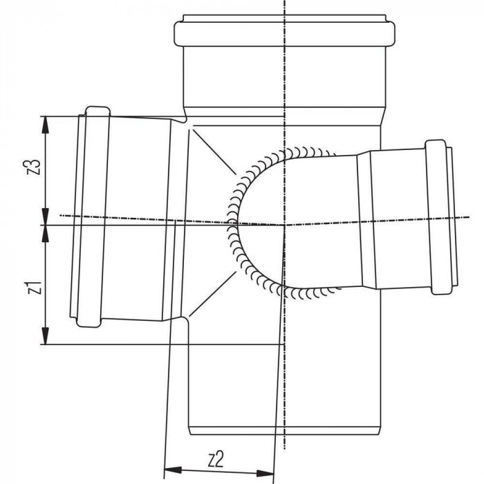Крестовина REHAU разнопроходная с увеличенным проходом слева 90/75/90/87° (11230551001)