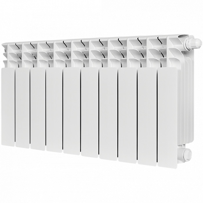 Биметаллический радиатор STOUT TITAN VENTIL 350, 10 секций, нижнее правое подключение, белый