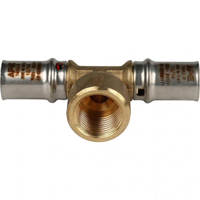 Тройник-переходник STOUT с внутренней резьбой 16х1/2 х16 для металлопластиковых труб прессовой