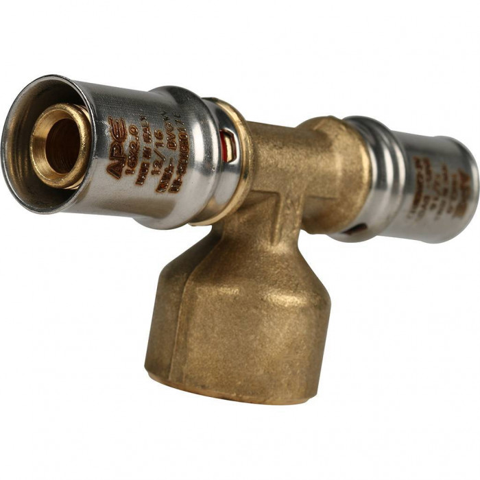 Тройник-переходник STOUT с внутренней резьбой 16х1/2 х16 для металлопластиковых труб прессовой