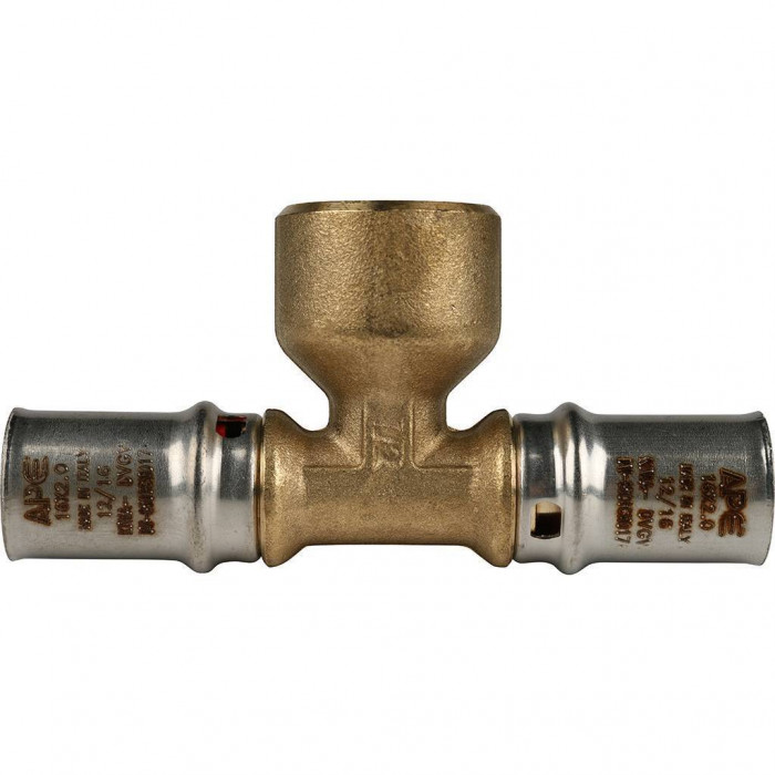 Тройник-переходник STOUT с внутренней резьбой 16х1/2 х16 для металлопластиковых труб прессовой