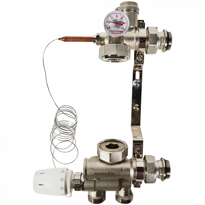Насосно-смесительный узел ROMMER RDG-0120-009000 с термостатической головкой с выносным датчиком , без насоса