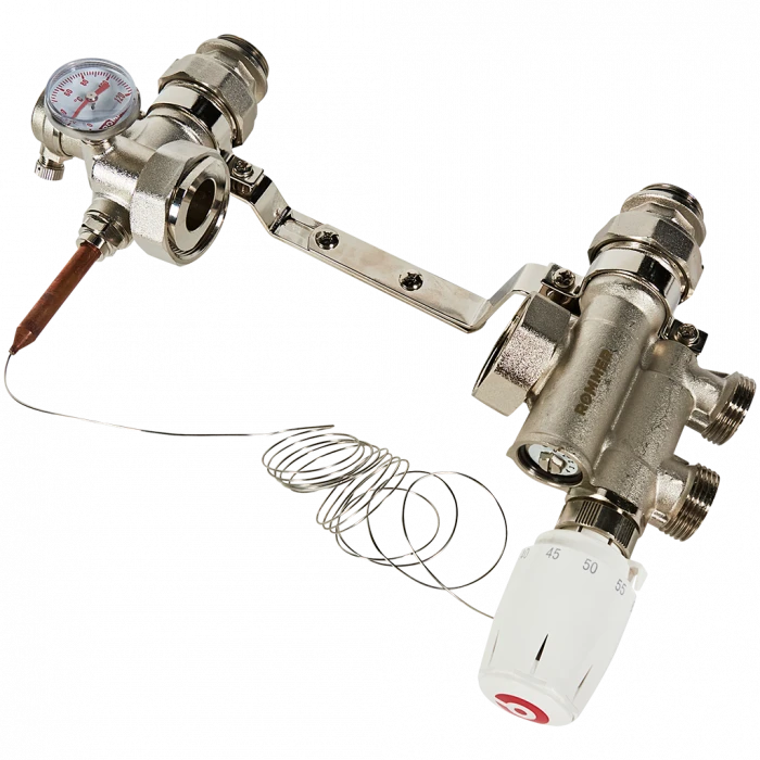 Насосно-смесительный узел ROMMER RDG-0120-009000 с термостатической головкой с выносным датчиком , без насоса