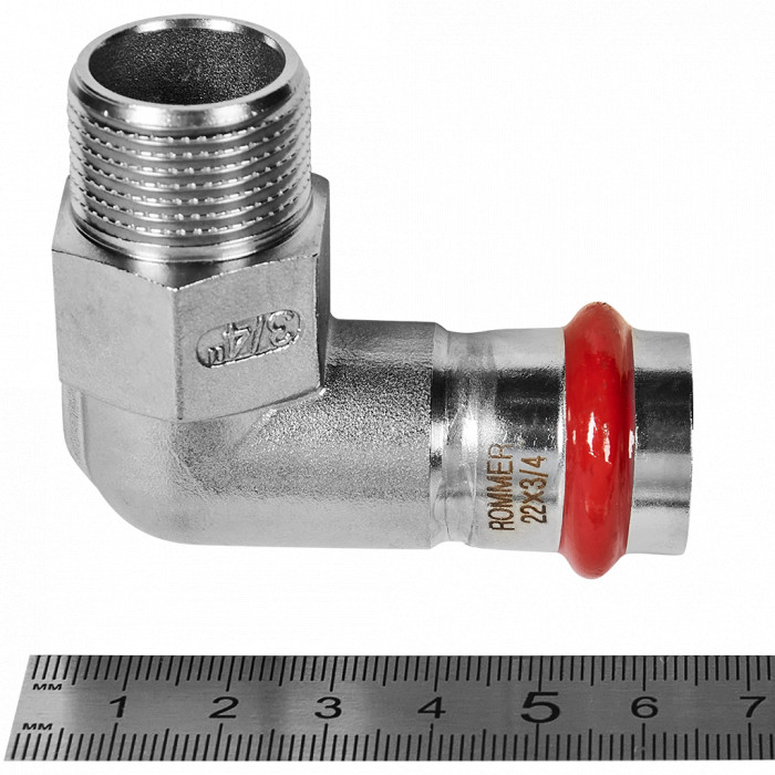 ROMMER RSS-0010-002234 ROMMER Угольник-переходник-НР, 22х3/4, из нержавеющей стали прессовой