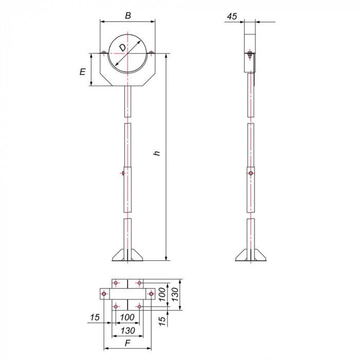 Стойка опорная (h=680-1080) D250/350, AISI 304 (Вулкан)