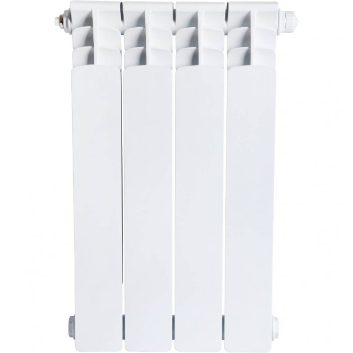 Биметаллический радиатор STOUT Space 500, 4 секций, нижнее правое подключение, белый