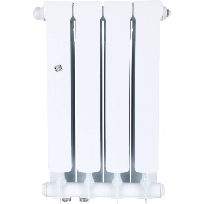 Биметаллический радиатор STOUT Space 500, 4 секций, нижнее правое подключение, белый