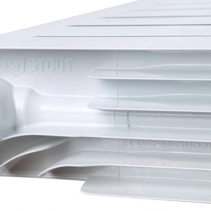 Биметаллический радиатор STOUT Space 500, 4 секций, нижнее правое подключение, белый